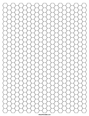 1/4 Inch Black Hexagon Graph Paper - Letter