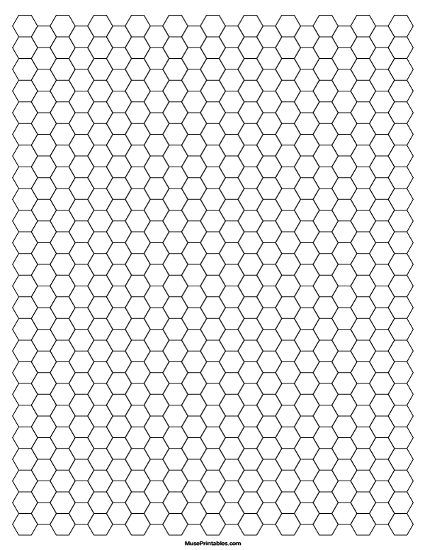 1/4 Inch Black Hexagon Graph Paper: Letter-sized paper (8.5 x 11)