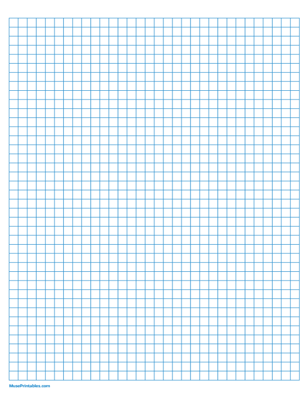 Printable 1/4 Inch Blue Graph Paper for Letter Paper