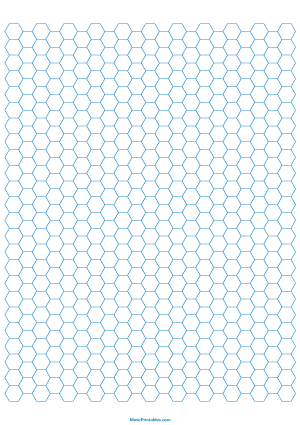 1/4 Inch Blue Hexagon Graph Paper - A4