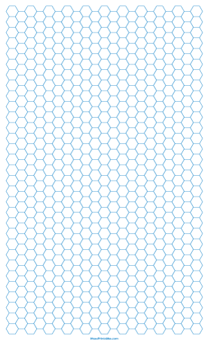 1/4 Inch Blue Hexagon Graph Paper - Legal