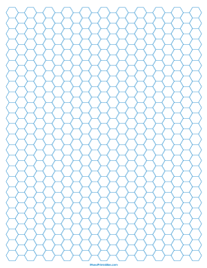 1/4 Inch Blue Hexagon Graph Paper - Letter