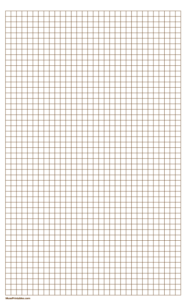 1/4 Inch Brown Graph Paper: Legal-sized paper (8.5 x 14)