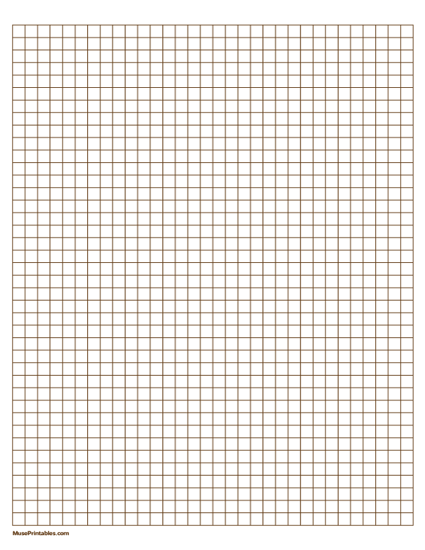 1/4 Inch Brown Graph Paper: Letter-sized paper (8.5 x 11)