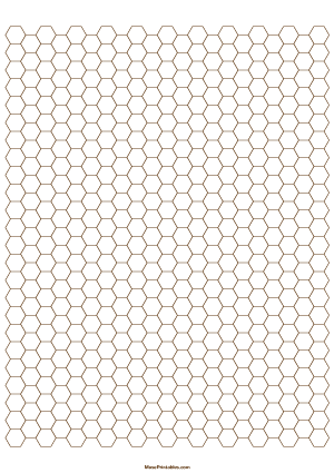 1/4 Inch Brown Hexagon Graph Paper - A4