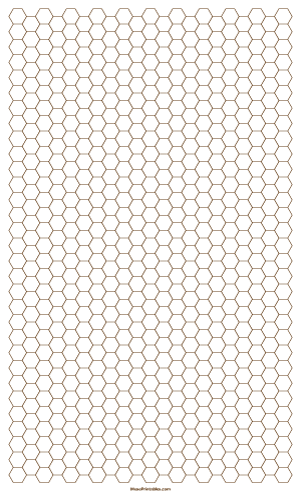 1/4 Inch Brown Hexagon Graph Paper - Legal