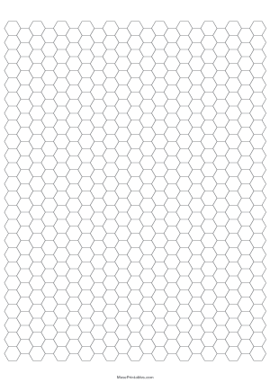 1/4 Inch Gray Hexagon Graph Paper - A4
