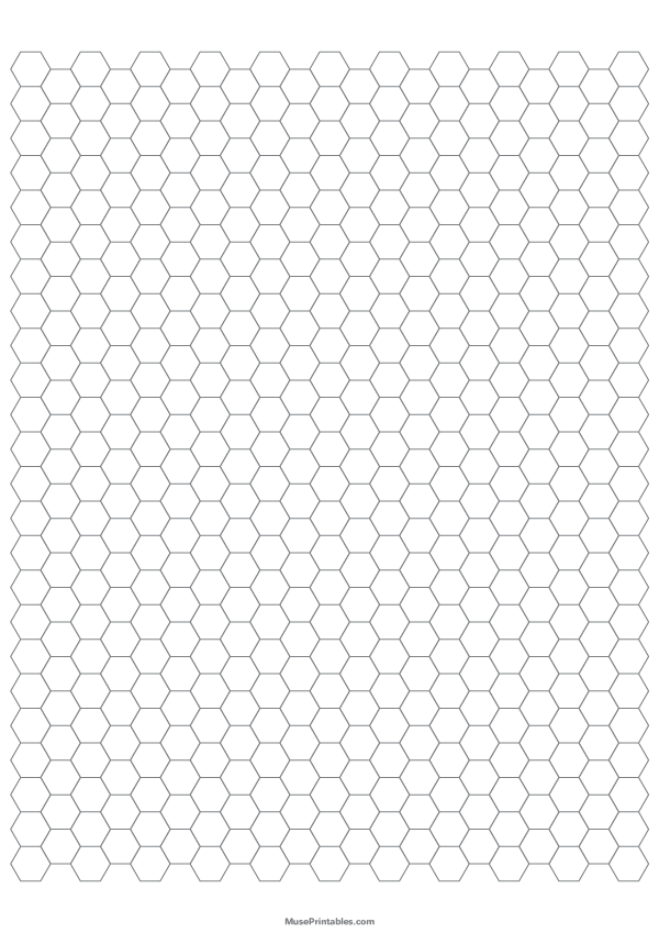 1/4 Inch Gray Hexagon Graph Paper: A4-sized paper (8.27 x 11.69)