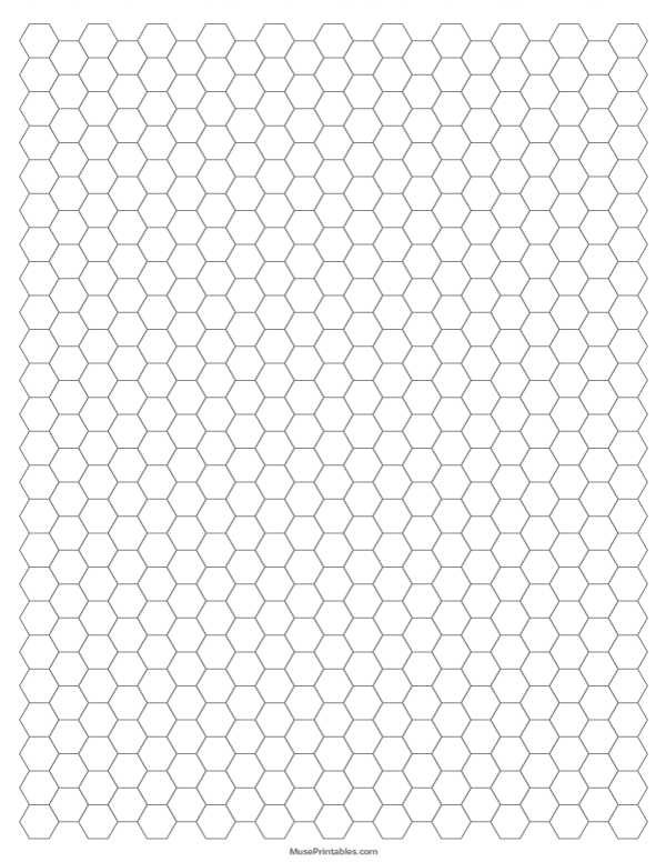 1/4 Inch Gray Hexagon Graph Paper: Letter-sized paper (8.5 x 11)