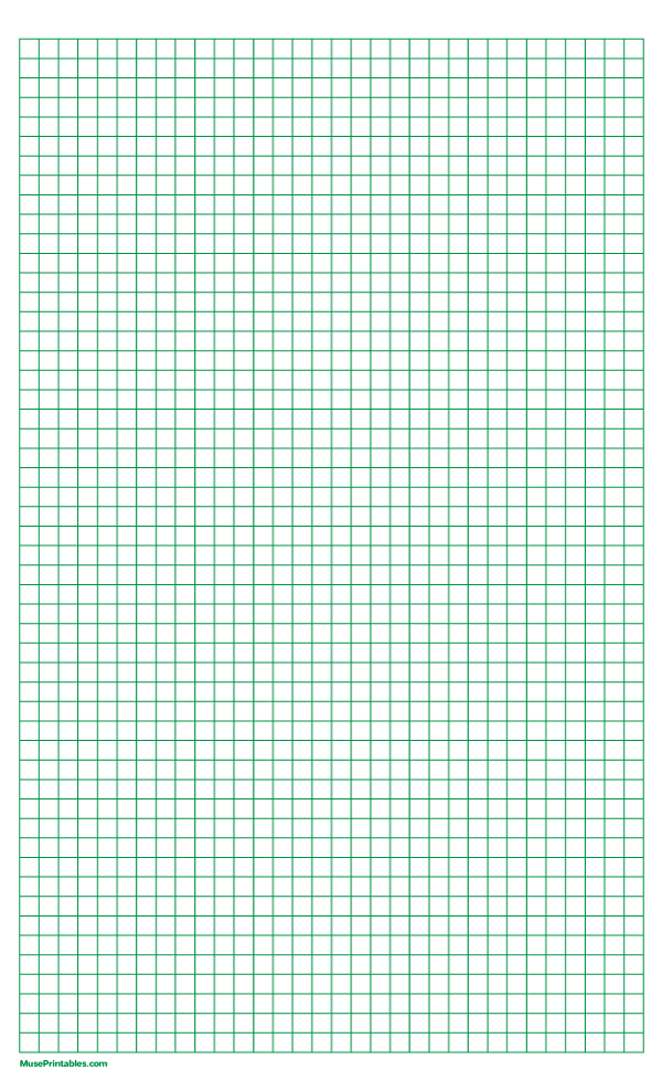 1/4 Inch Green Graph Paper: Legal-sized paper (8.5 x 14)