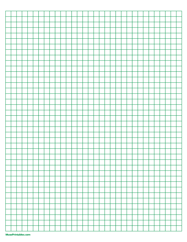 1/4 Inch Green Graph Paper: Letter-sized paper (8.5 x 11)