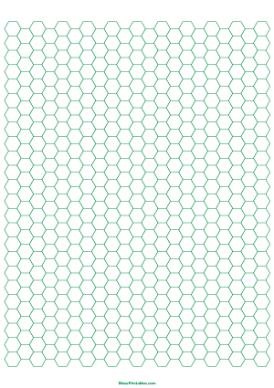 1/4 Inch Green Hexagon Graph Paper - A4