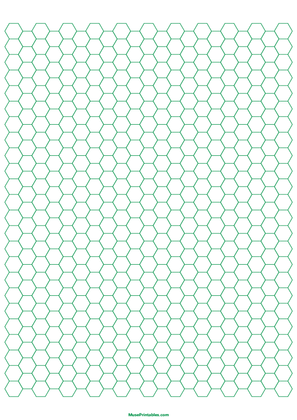1/4 Inch Green Hexagon Graph Paper: A4-sized paper (8.27 x 11.69)