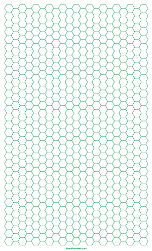 1/4 Inch Green Hexagon Graph Paper - Legal
