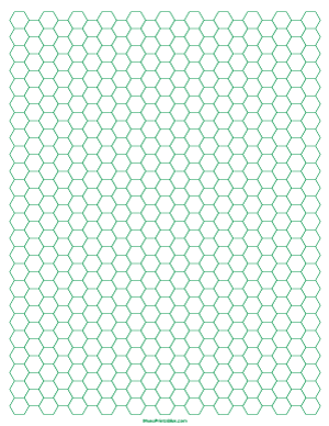 1/4 Inch Green Hexagon Graph Paper - Letter