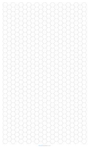 1/4 Inch Light Blue Hexagon Graph Paper - Legal