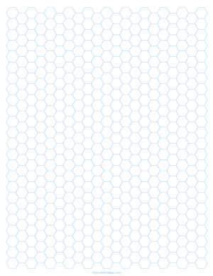 1/4 Inch Light Blue Hexagon Graph Paper - Letter