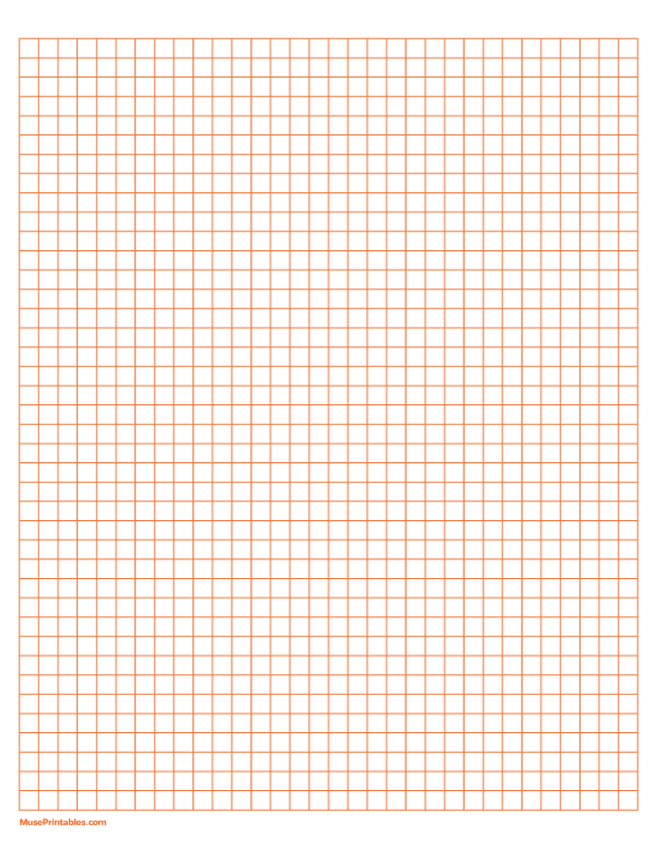 1/4 Inch Orange Graph Paper: Letter-sized paper (8.5 x 11)