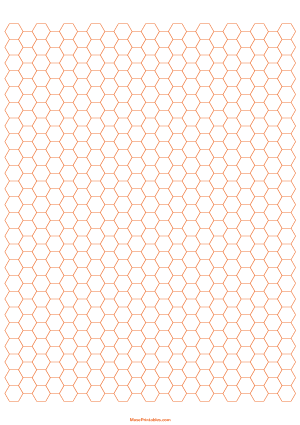 1/4 Inch Orange Hexagon Graph Paper - A4
