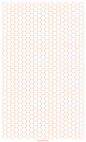 1/4 Inch Orange Hexagon Graph Paper - Legal