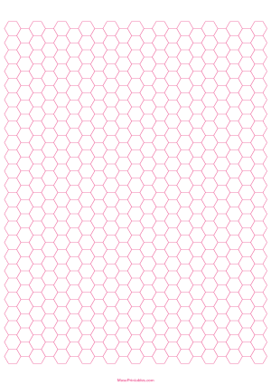 1/4 Inch Pink Hexagon Graph Paper - A4