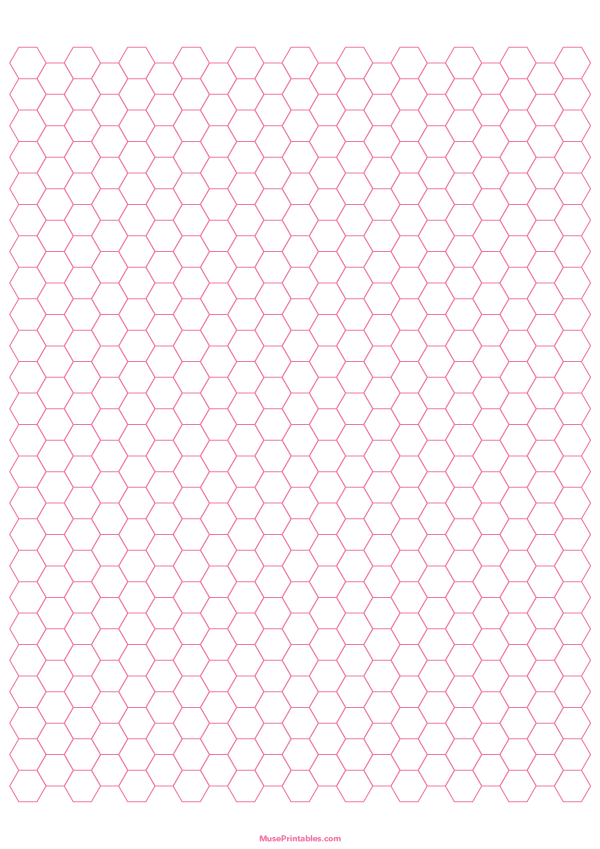 1/4 Inch Pink Hexagon Graph Paper: A4-sized paper (8.27 x 11.69)