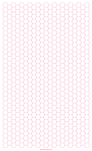 1/4 Inch Pink Hexagon Graph Paper - Legal