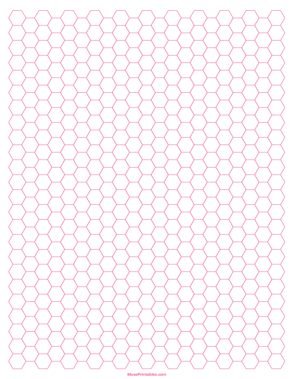 1/4 Inch Pink Hexagon Graph Paper: Letter-sized paper (8.5 x 11)