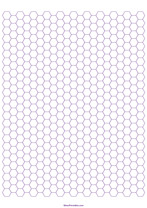 1/4 Inch Purple Hexagon Graph Paper - A4