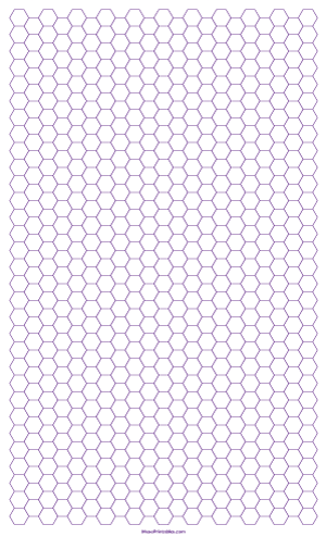 1/4 Inch Purple Hexagon Graph Paper - Legal