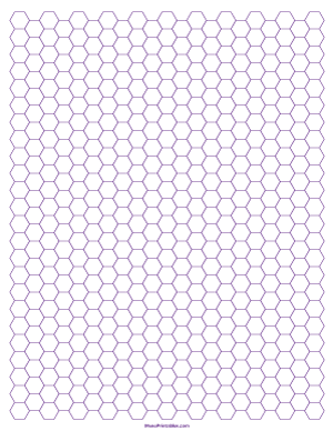 1/4 Inch Purple Hexagon Graph Paper - Letter