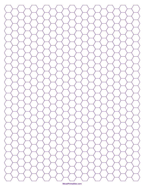 1/4 Inch Purple Hexagon Graph Paper: Letter-sized paper (8.5 x 11)
