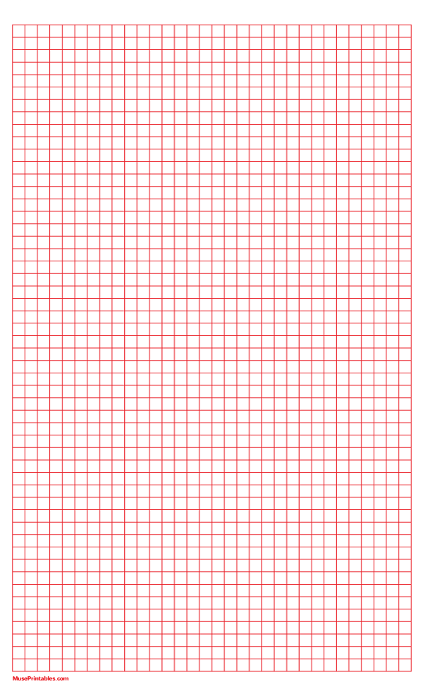 1/4 Inch Red Graph Paper: Legal-sized paper (8.5 x 14)