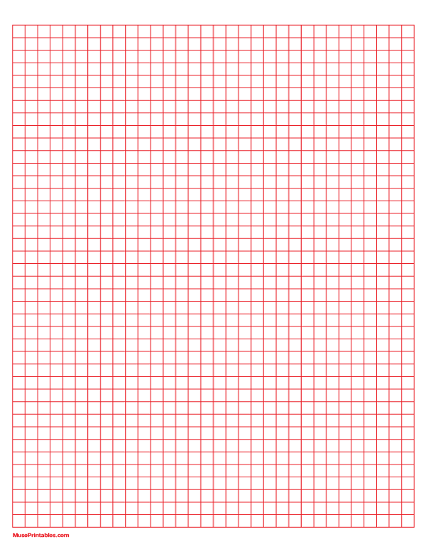 1/4 Inch Red Graph Paper: Letter-sized paper (8.5 x 11)
