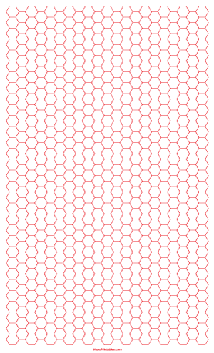 1/4 Inch Red Hexagon Graph Paper - Legal