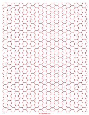 1/4 Inch Red Hexagon Graph Paper - Letter