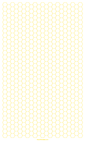 1/4 Inch Yellow Hexagon Graph Paper - Legal