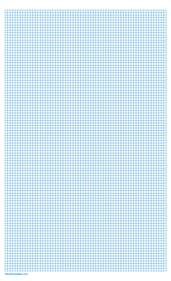 1/8 Inch Blue Graph Paper: Legal-sized paper (8.5 x 14)