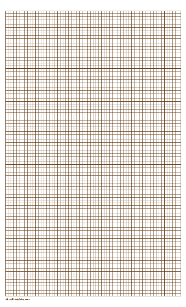 1/8 Inch Brown Graph Paper: Legal-sized paper (8.5 x 14)