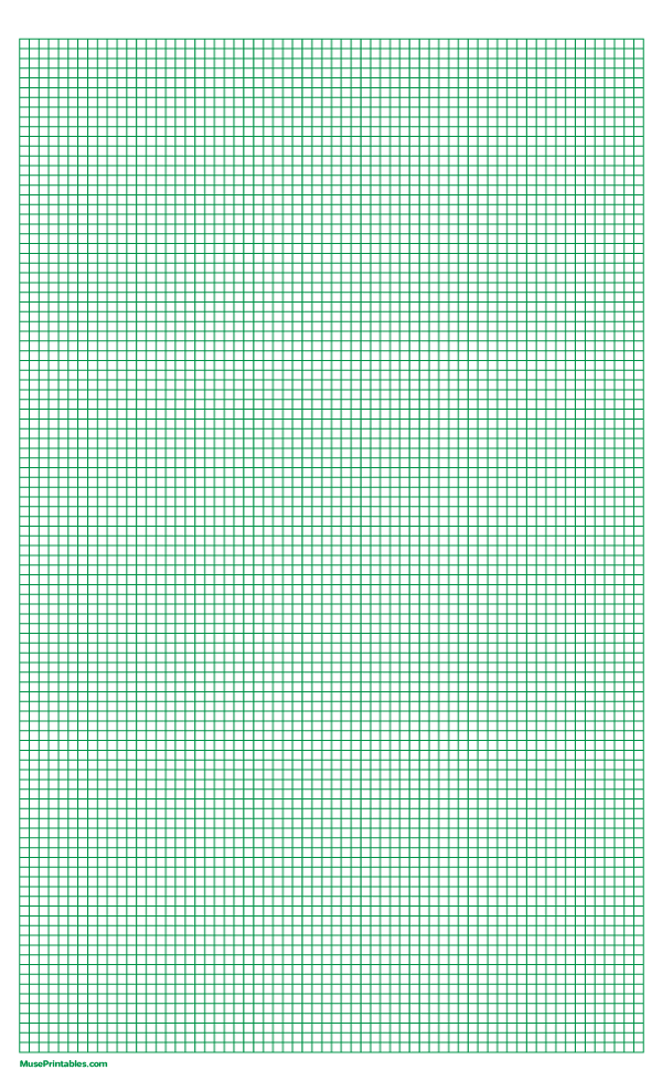 1/8 Inch Green Graph Paper: Legal-sized paper (8.5 x 14)