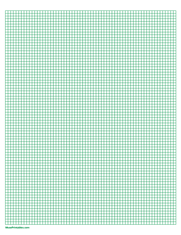 1/8 Inch Green Graph Paper: Letter-sized paper (8.5 x 11)
