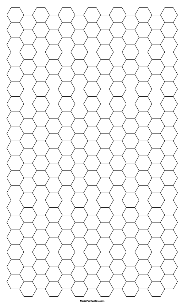 1 cm Black Hexagon Graph Paper: Legal-sized paper (8.5 x 14)