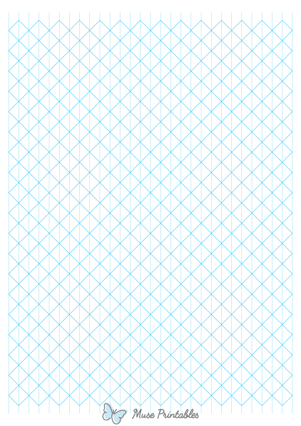 1 cm Blue Axonometric Graph Paper : A4-sized paper (8.27 x 11.69)