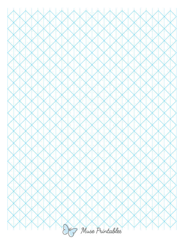 1 cm Blue Axonometric Graph Paper : Letter-sized paper (8.5 x 11)