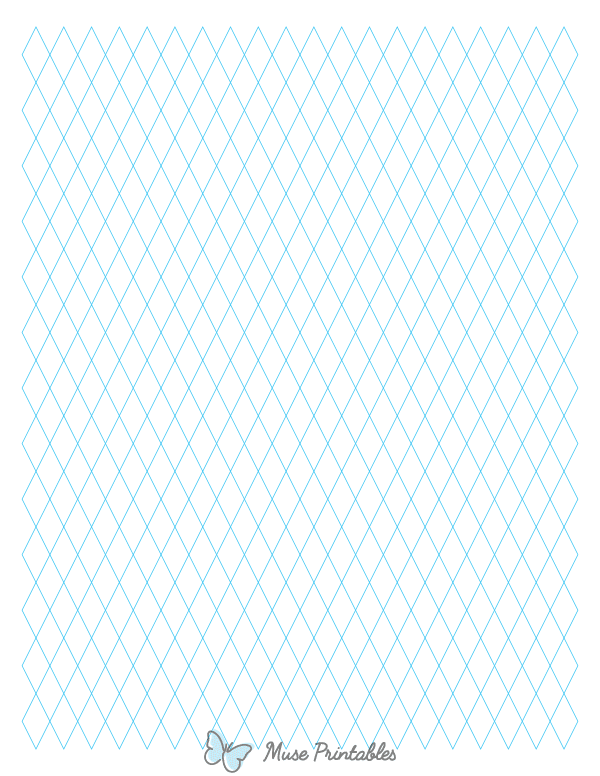 1 cm Blue Diamond Graph Paper : Letter-sized paper (8.5 x 11)