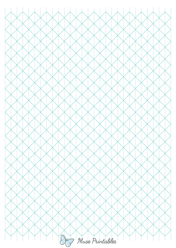 1 cm Blue Green Axonometric Graph Paper : A4-sized paper (8.27 x 11.69)
