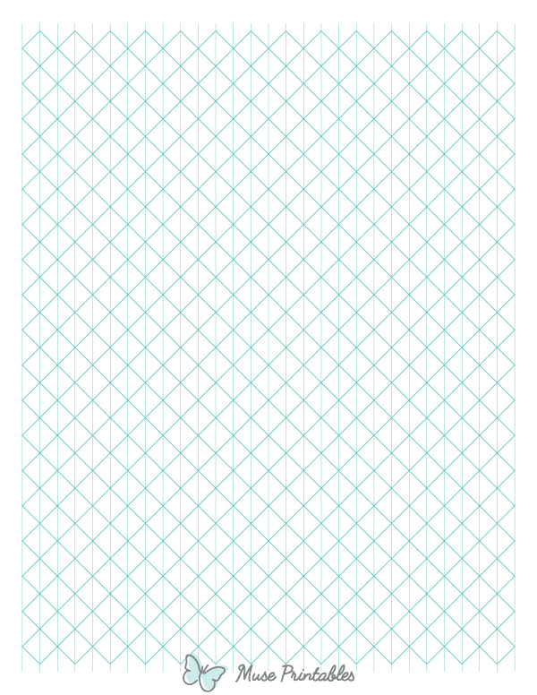 1 cm Blue Green Axonometric Graph Paper : Letter-sized paper (8.5 x 11)