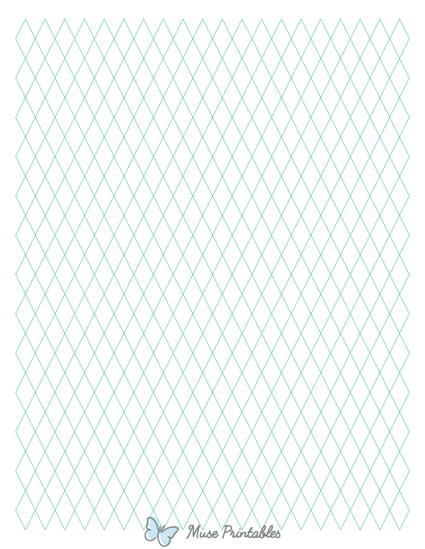 1 cm Blue Green Diamond Graph Paper : Letter-sized paper (8.5 x 11)