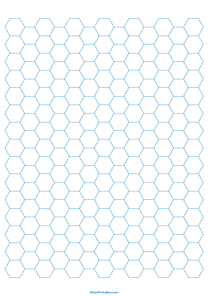 1 Cm Blue Hexagon Graph Paper - A4