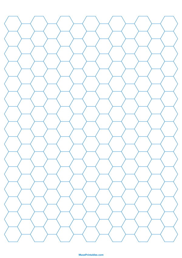 1 cm Blue Hexagon Graph Paper: A4-sized paper (8.27 x 11.69)